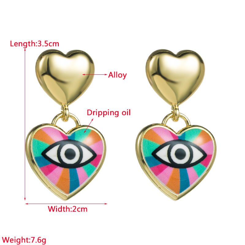 Ethnic Style Heart Shape Eye Alloy Enamel Women's Drop Earrings 1 Pair display picture 1