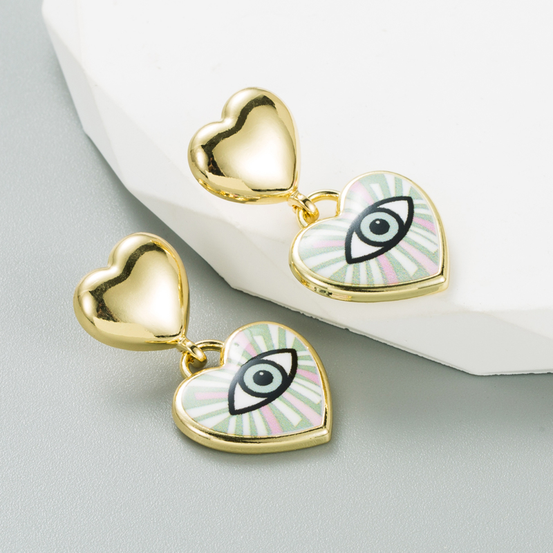 Ethnic Style Heart Shape Eye Alloy Enamel Women's Drop Earrings 1 Pair display picture 7