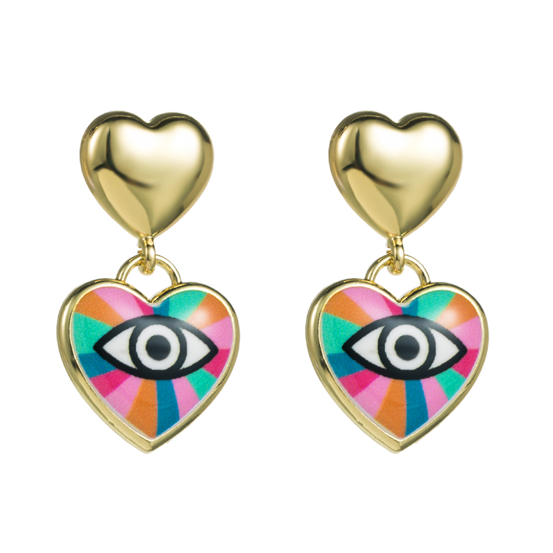 Estilo Étnico Forma De Corazón Ojo Aleación Esmalte Mujeres Pendientes De Gota 1 Par display picture 8