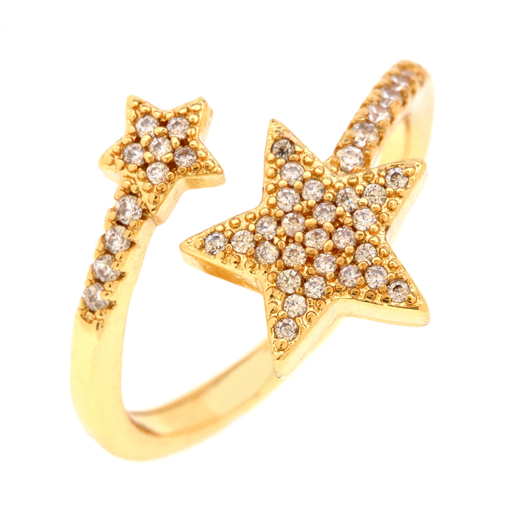 Fashion Star Snake Butterfly Copper Gold Plated Zircon Open Ring 1 Piece display picture 7