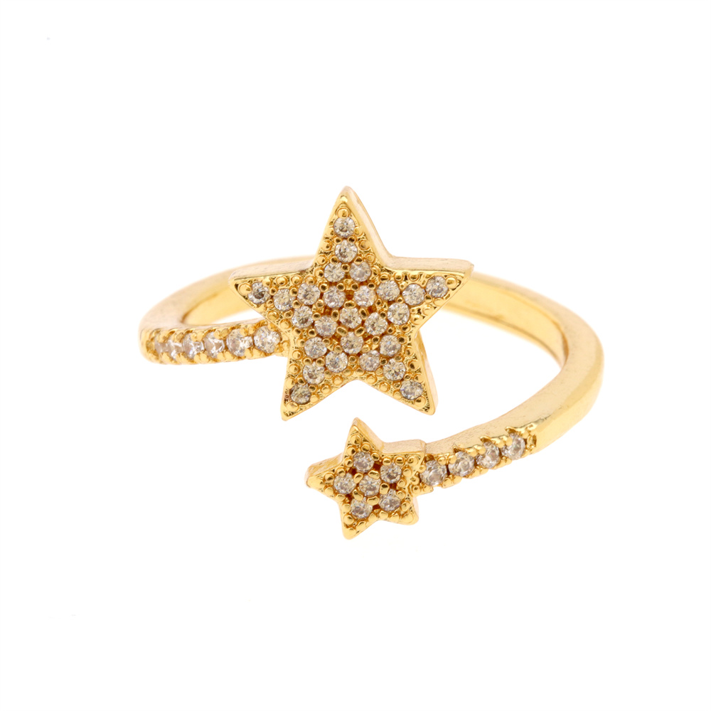 Fashion Star Snake Butterfly Copper Gold Plated Zircon Open Ring 1 Piece display picture 6