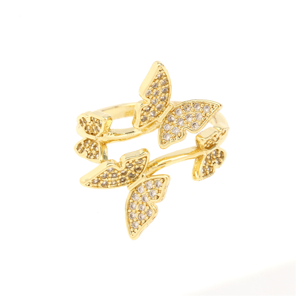 Fashion Star Snake Butterfly Copper Gold Plated Zircon Open Ring 1 Piece display picture 12