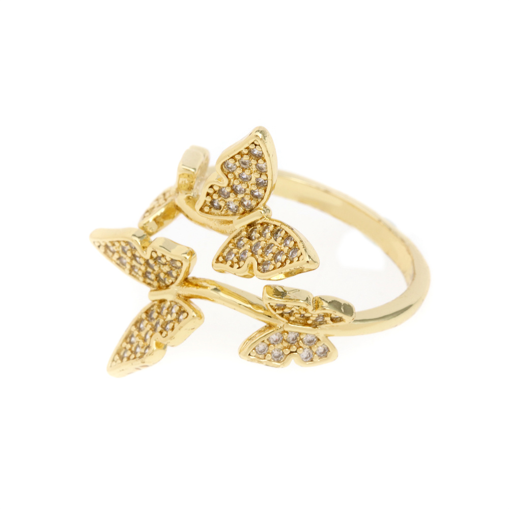 Fashion Star Snake Butterfly Copper Gold Plated Zircon Open Ring 1 Piece display picture 11