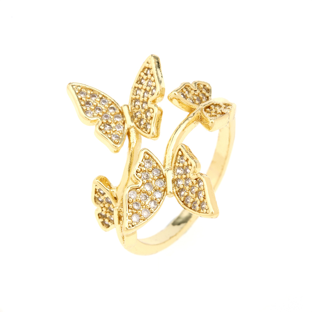 Fashion Star Snake Butterfly Copper Gold Plated Zircon Open Ring 1 Piece display picture 13