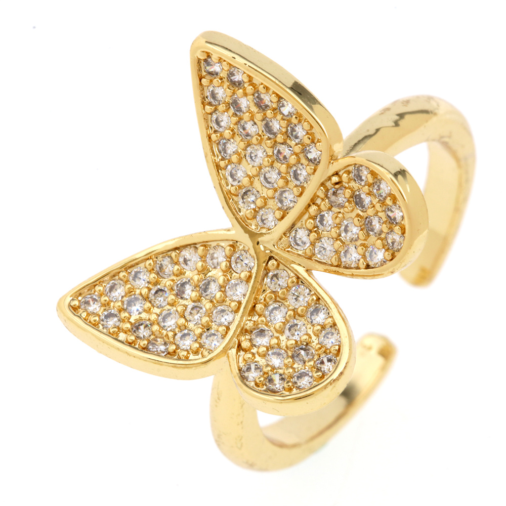 Fashion Star Snake Butterfly Copper Gold Plated Zircon Open Ring 1 Piece display picture 15