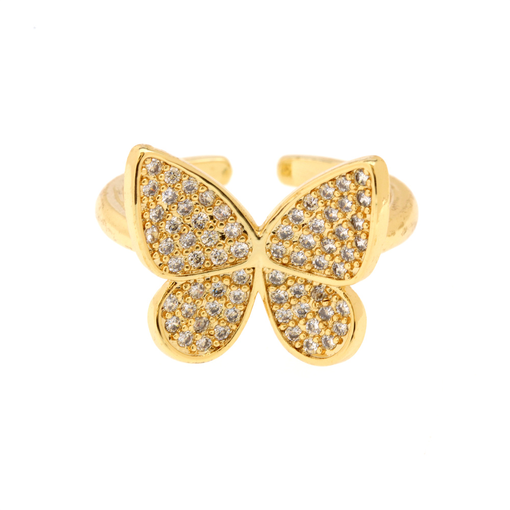 Fashion Star Snake Butterfly Copper Gold Plated Zircon Open Ring 1 Piece display picture 14
