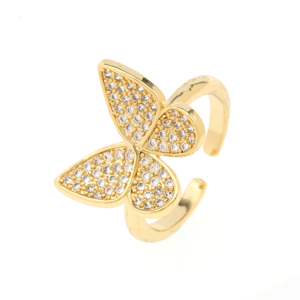 Fashion Star Snake Butterfly Copper Gold Plated Zircon Open Ring 1 Piece display picture 16