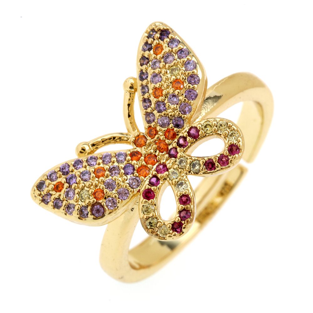 Fashion Star Snake Butterfly Copper Gold Plated Zircon Open Ring 1 Piece display picture 18