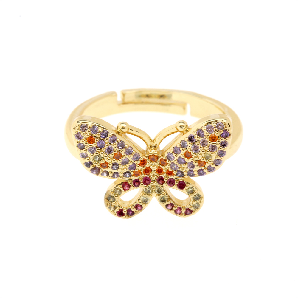 Fashion Star Snake Butterfly Copper Gold Plated Zircon Open Ring 1 Piece display picture 19