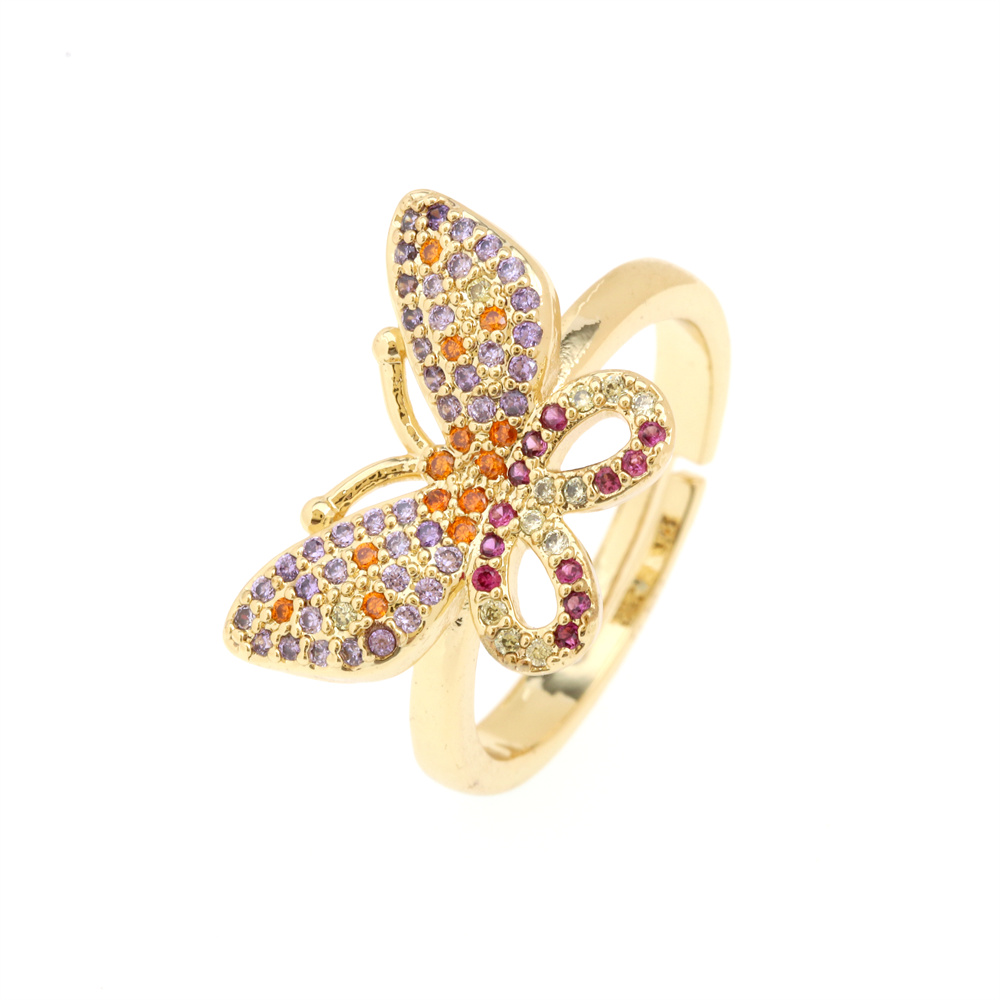 Fashion Star Snake Butterfly Copper Gold Plated Zircon Open Ring 1 Piece display picture 17