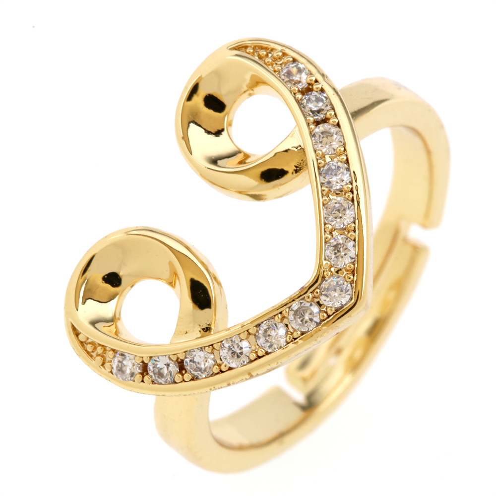 Fashion Star Snake Butterfly Copper Gold Plated Zircon Open Ring 1 Piece display picture 21