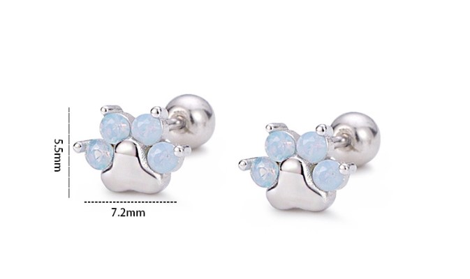 Fashion Cat's Paw Silver Plating Inlay Zircon Ear Studs 1 Pair display picture 5
