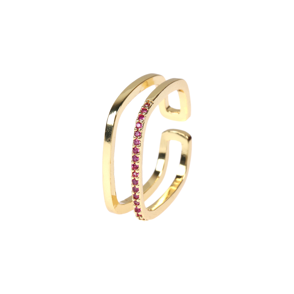 Simple Style Solid Color Copper Plating Inlay Zircon Gold Plated Open Ring display picture 1