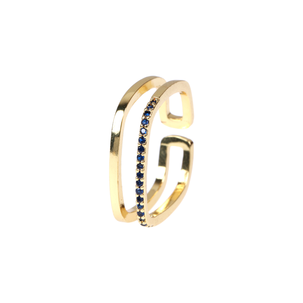 Simple Style Solid Color Copper Plating Inlay Zircon Gold Plated Open Ring display picture 2