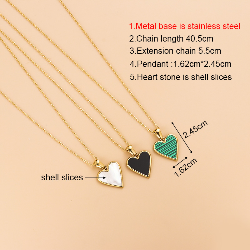 Wholesale Fashion Heart Shape Stainless Steel Gold Plated Shell Earrings Necklace display picture 5