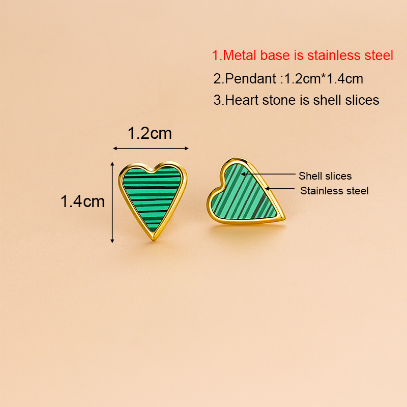 Wholesale Fashion Heart Shape Stainless Steel Gold Plated Shell Earrings Necklace display picture 6