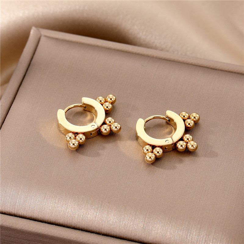 Fashion Geometric Stainless Steel Gold Plated Zircon Hoop Earrings 1 Pair display picture 8