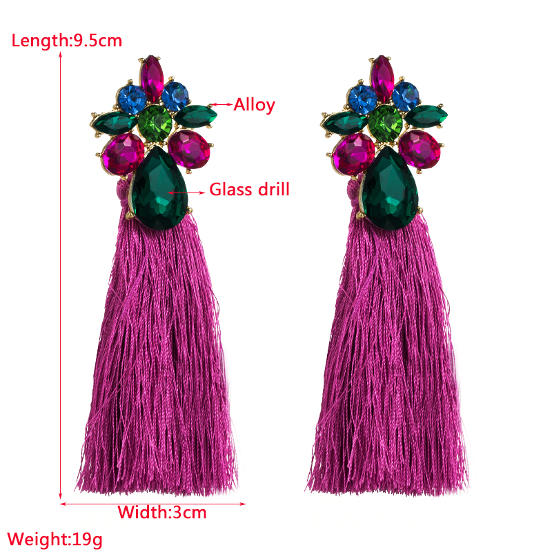 Elegant Flower Alloy Tassel Rhinestones Women's Drop Earrings 1 Pair display picture 1