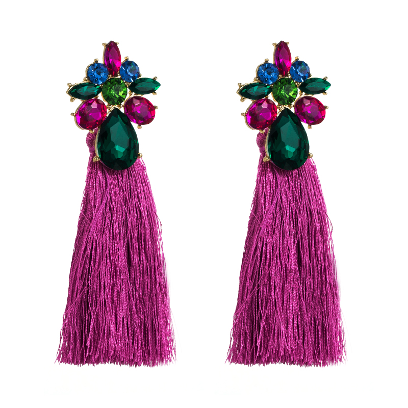 Elegant Flower Alloy Tassel Rhinestones Women's Drop Earrings 1 Pair display picture 8