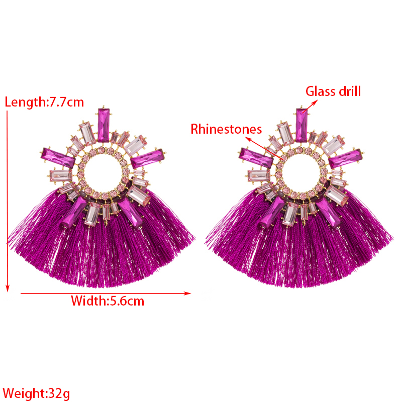 Ethnic Style Sector Alloy Tassel Rhinestones Women's Earrings 1 Pair display picture 1