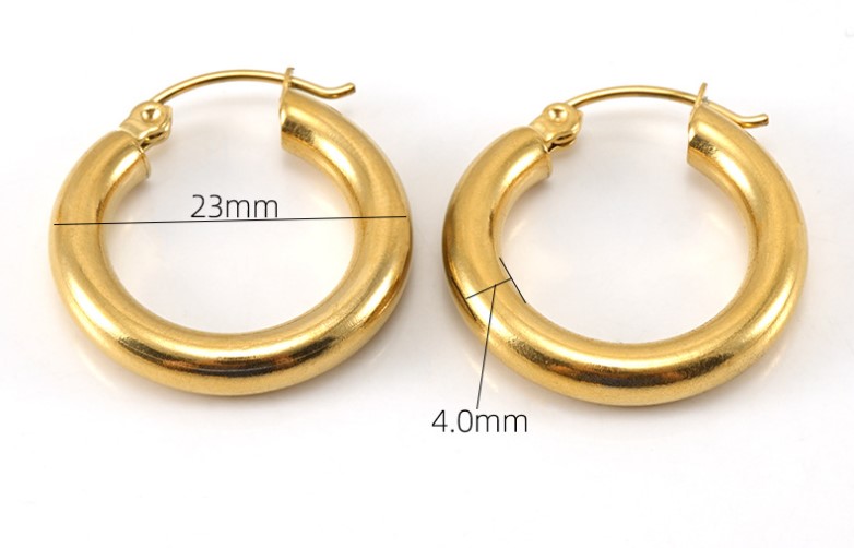 Fashion Round Titanium Steel Plating Hoop Earrings 1 Pair display picture 6