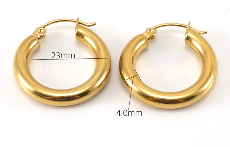 Mode Rond Acier Au Titane Placage Boucles D'oreilles Cerceau 1 Paire display picture 6