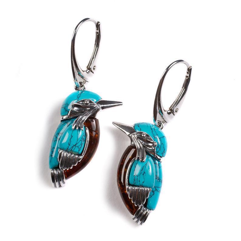 Bohemian Bird Alloy Plating Turquoise Women's Earrings 1 Pair display picture 2