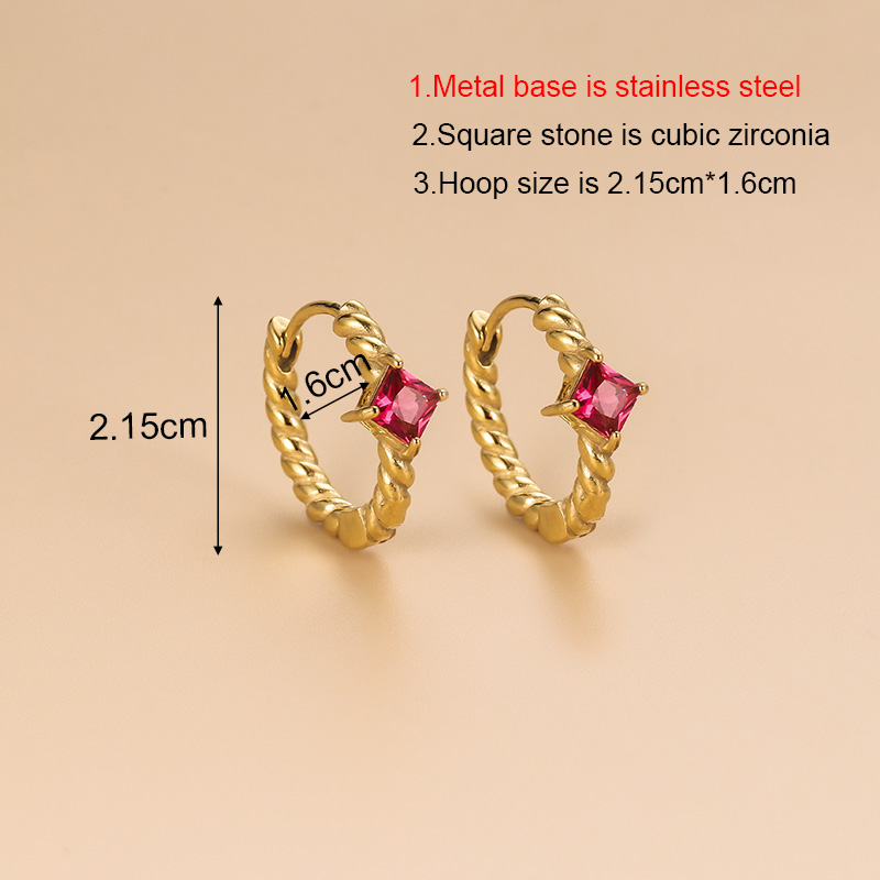 1 Pair Fashion Geometric Gold Plated Stainless Steel Zircon Gold Plated Hoop Earrings display picture 1