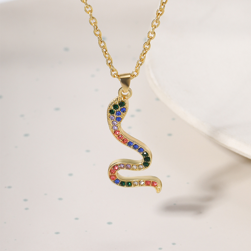 Hip-hop Snake Alloy Rhinestone Women's Necklace 1 Piece display picture 2