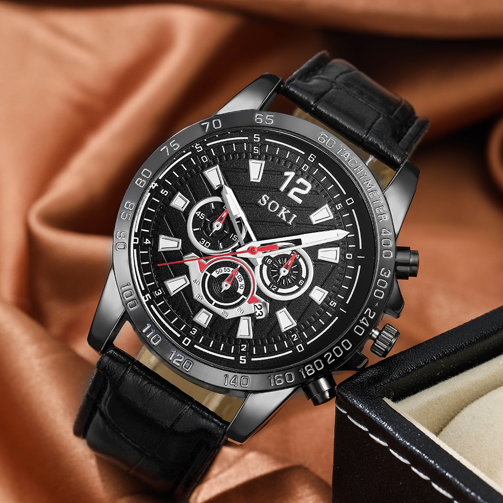Fashion Round Buckle Quartz Men's Watches display picture 4