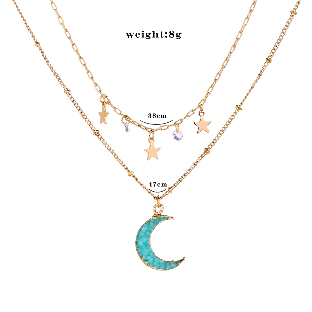 Fashion Moon Dolphin Butterfly Alloy Plating Inlay Natural Stone Women's Pendant Necklace 1 Piece display picture 7