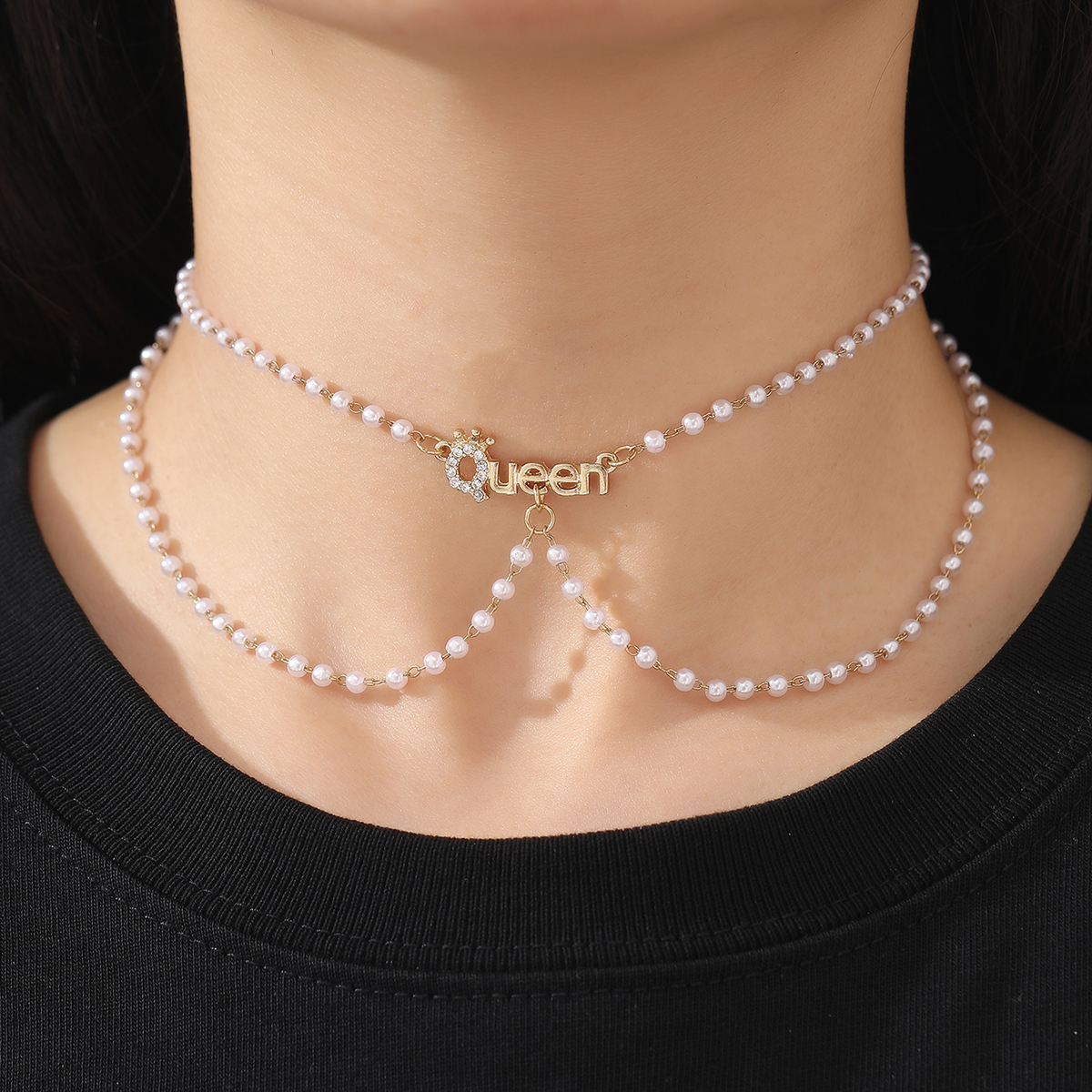 Elegant Letter Alloy Plating Artificial Pearls Women's Choker display picture 9