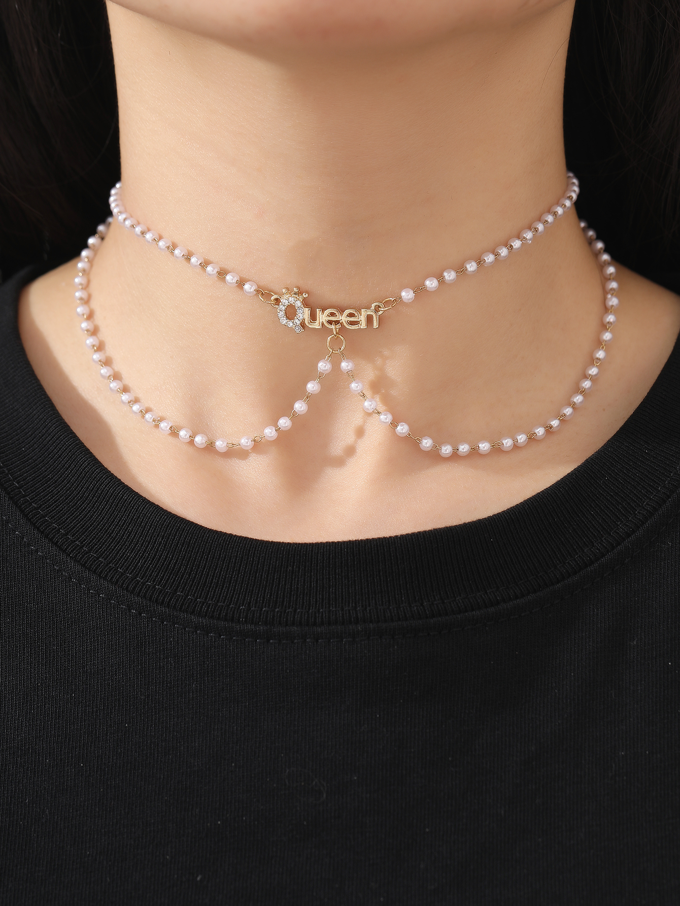 Elegant Letter Alloy Plating Artificial Pearls Women's Choker display picture 8