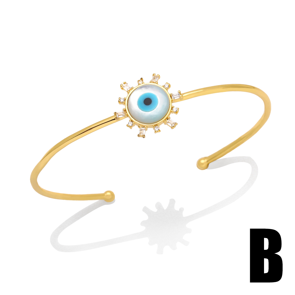 Hip-hop Devil's Eye Leopard Copper Gold Plated Zircon Bangle 1 Piece display picture 3