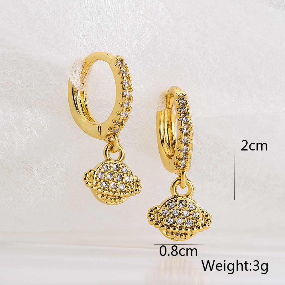 Fashion Planet Copper Gold Plated Zircon Drop Earrings 1 Pair display picture 4