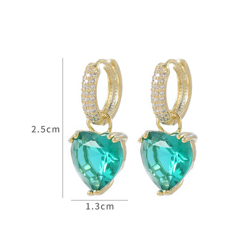 Fashion Geometric Heart Shape Copper Inlay Zircon Drop Earrings 1 Pair display picture 5