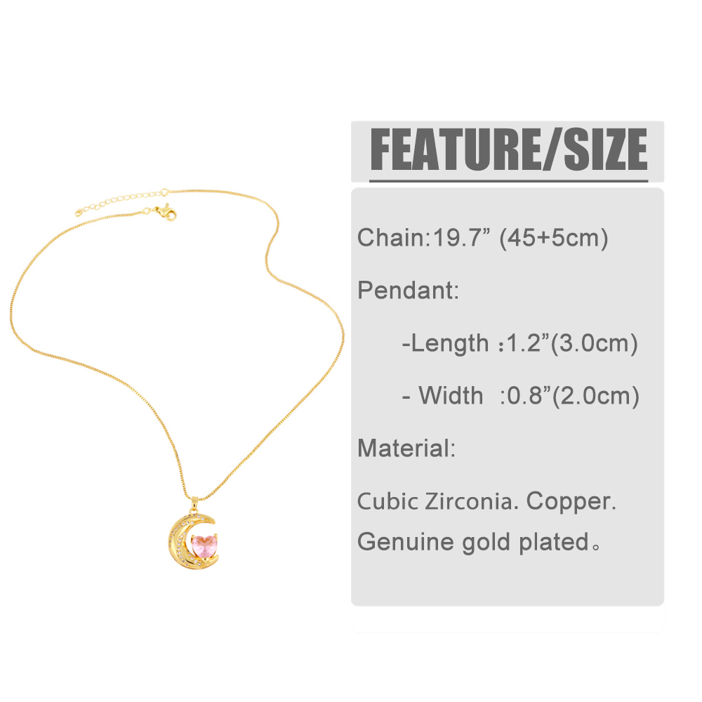 Fashion Moon Heart Shape Copper Gold Plated Zircon Pendant Necklace 1 Piece display picture 1