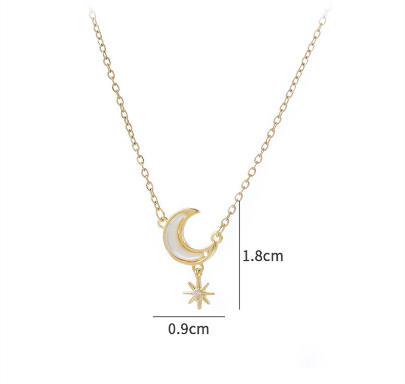 Fashion Geometric Star Moon Copper Inlay Zircon Necklace display picture 5