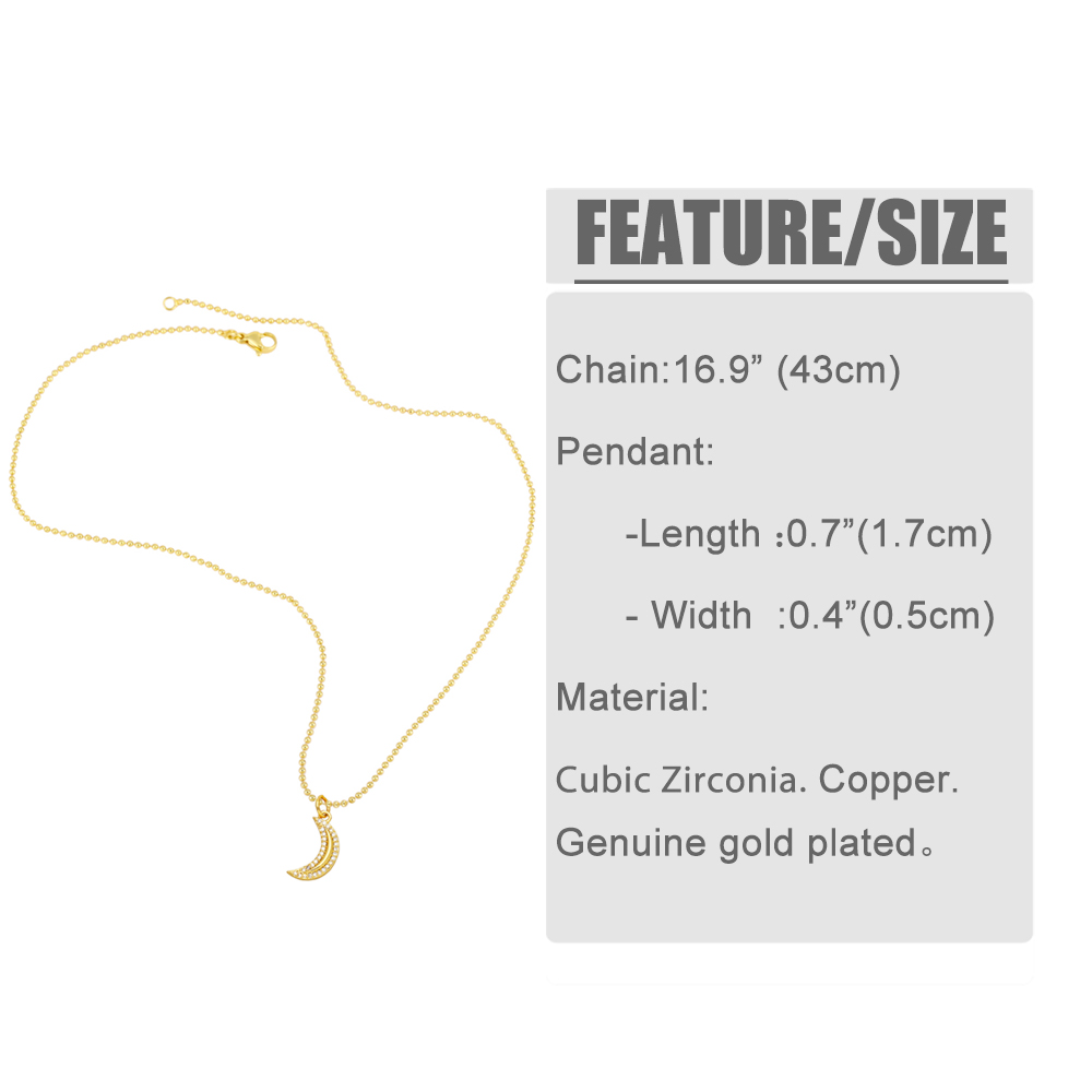 Mode Pentagramm Mond Kupfer Vergoldet Zirkon Halskette Mit Anhänger 1 Stück display picture 1