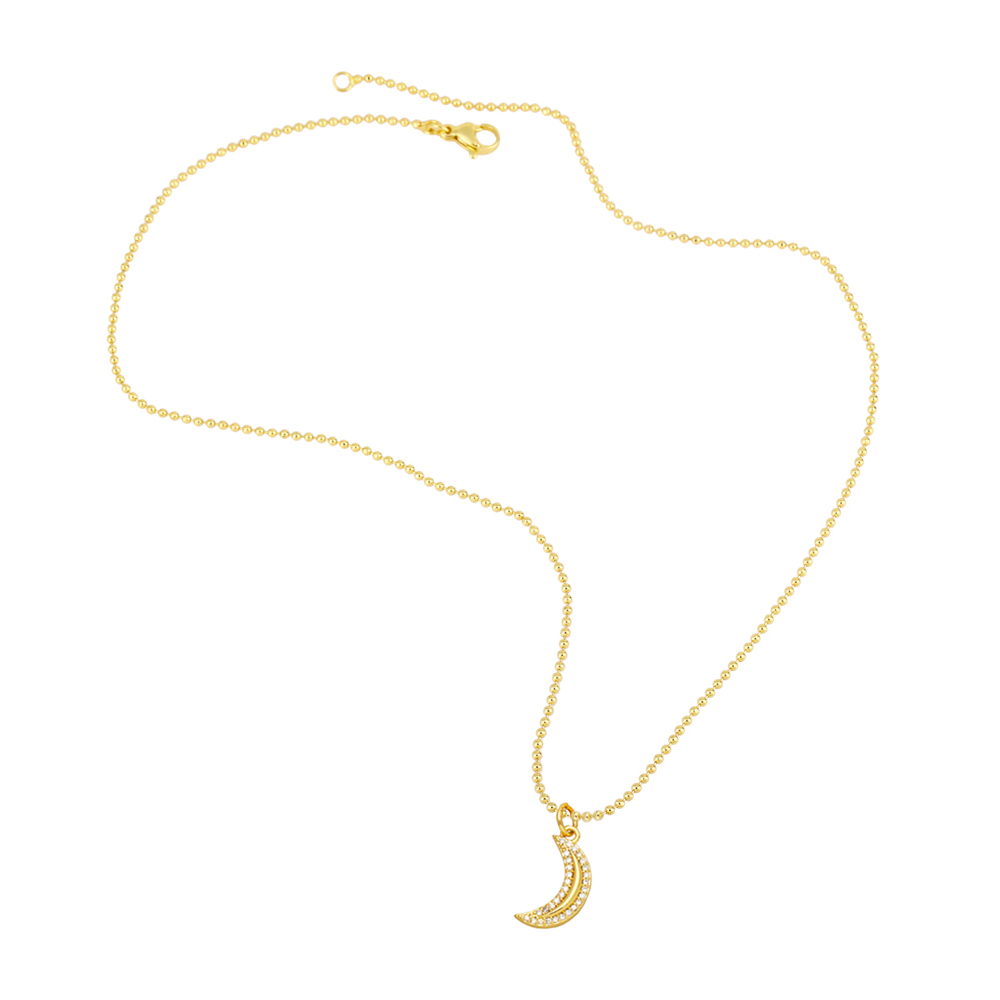 Mode Pentagramm Mond Kupfer Vergoldet Zirkon Halskette Mit Anhänger 1 Stück display picture 6