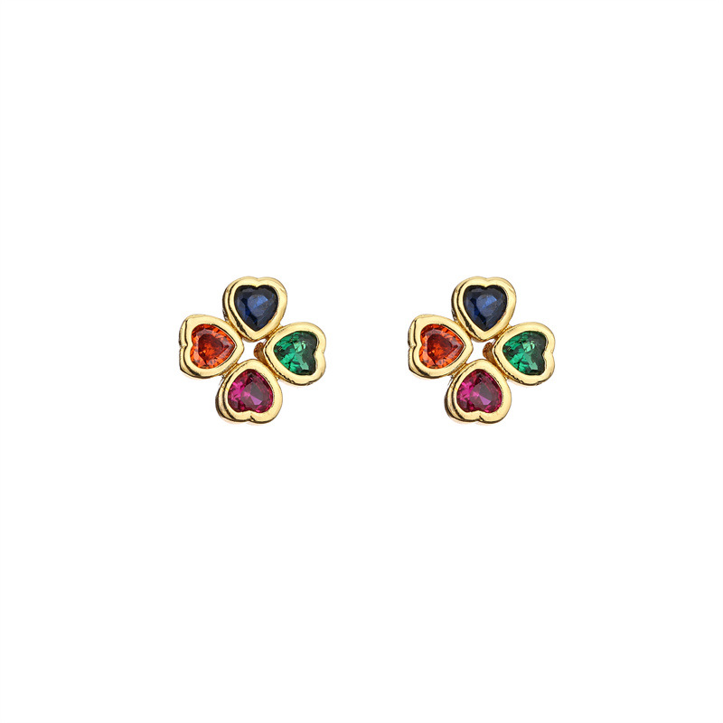 1 Pair Elegant Streetwear Cross Plating Inlay Copper Zircon Gold Plated Ear Studs display picture 18