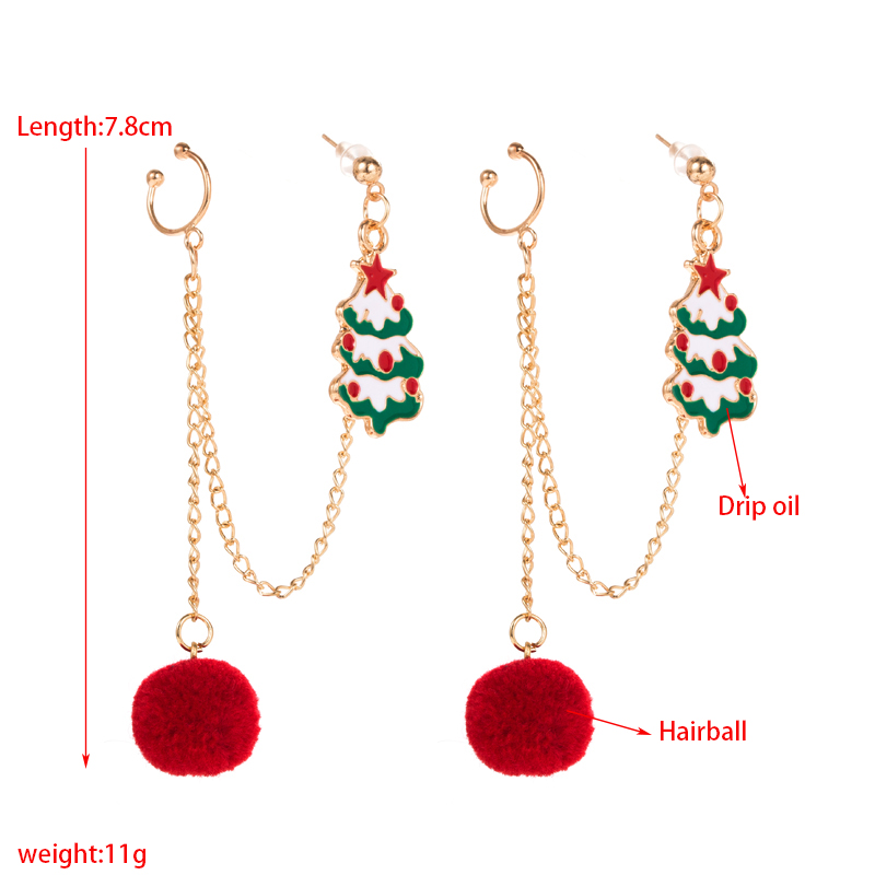 Sweet Christmas Tree Santa Claus Alloy Enamel Chain Women's Drop Earrings 1 Pair display picture 1