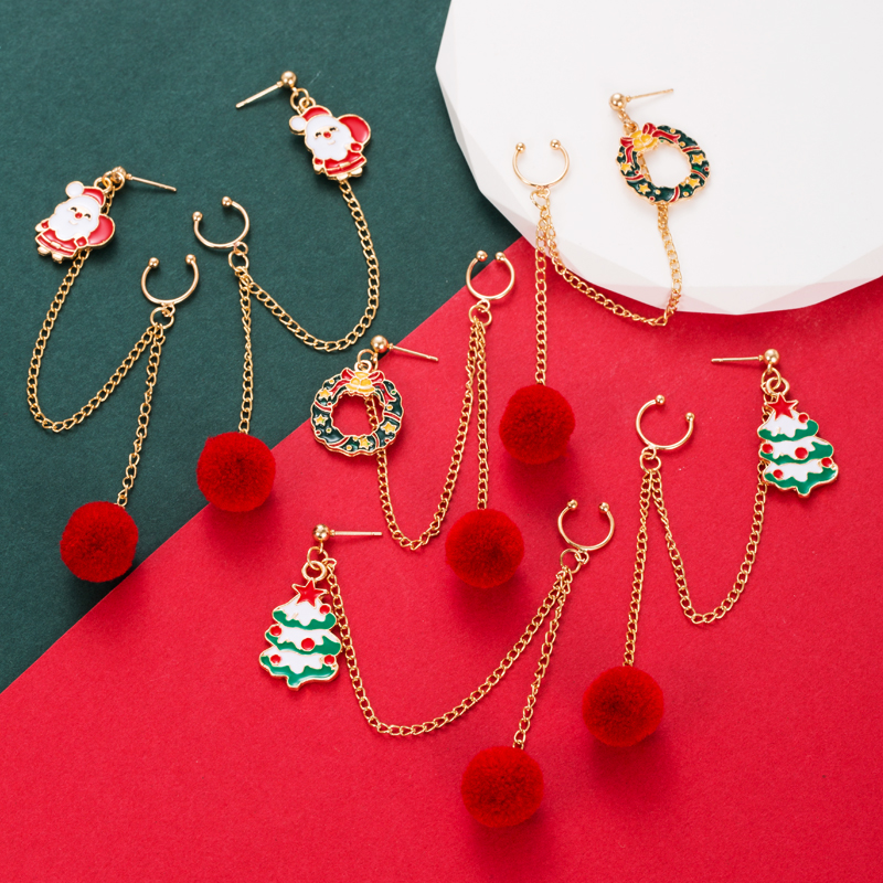 Sweet Christmas Tree Santa Claus Alloy Enamel Chain Women's Drop Earrings 1 Pair display picture 2