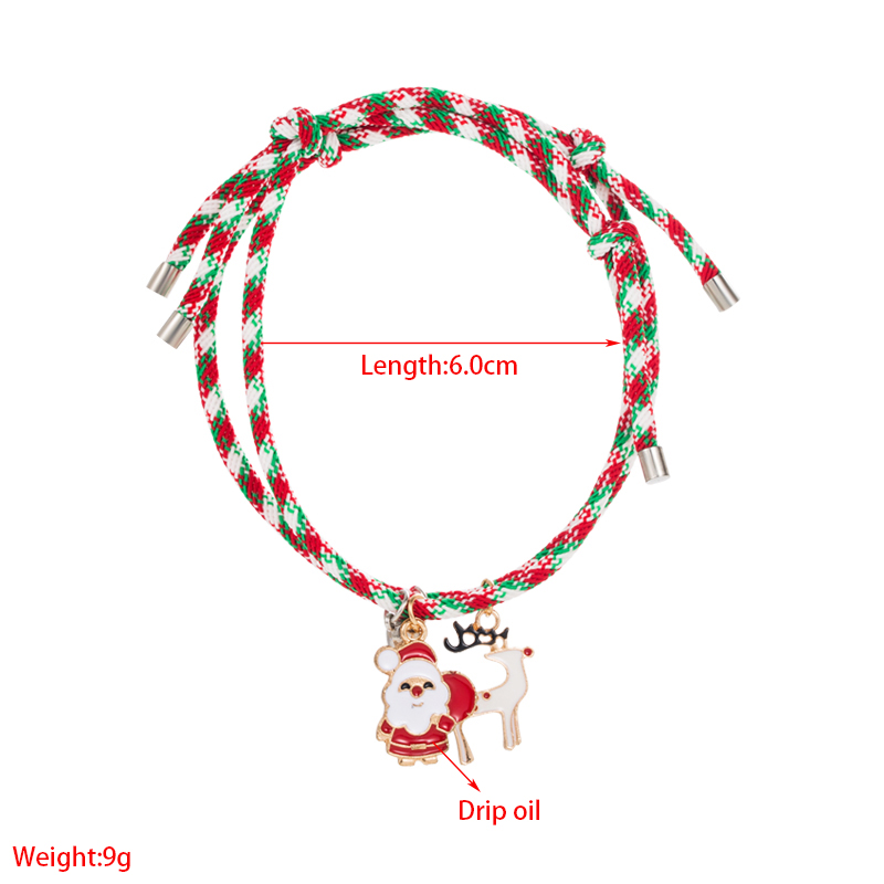 Fashion Christmas Tree Santa Claus Christmas Socks Alloy Enamel Braid Christmas Unisex Bracelets display picture 1