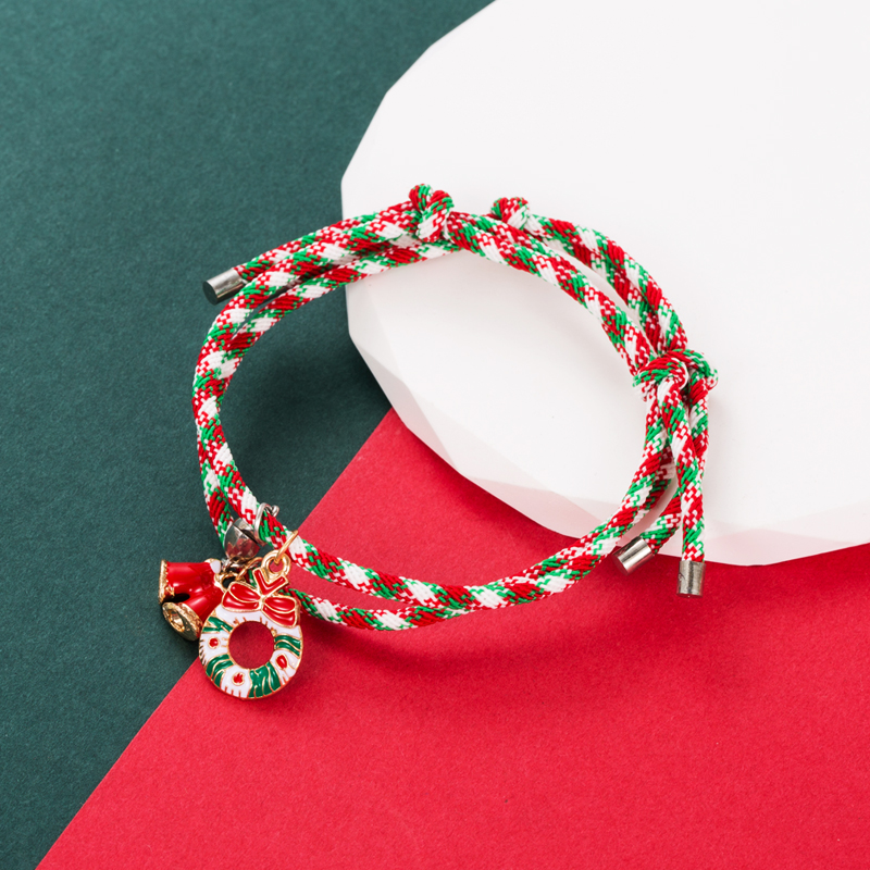 Fashion Christmas Tree Santa Claus Christmas Socks Alloy Enamel Braid Christmas Unisex Bracelets display picture 3