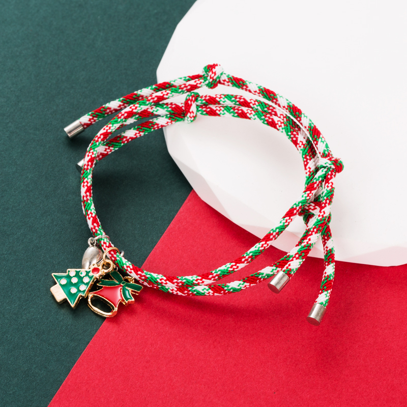 Fashion Christmas Tree Santa Claus Christmas Socks Alloy Enamel Braid Christmas Unisex Bracelets display picture 5