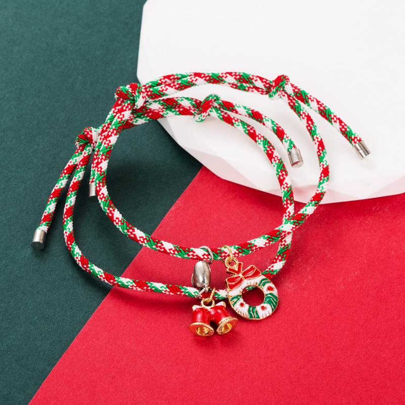 Fashion Christmas Tree Santa Claus Christmas Socks Alloy Enamel Braid Christmas Unisex Bracelets display picture 8