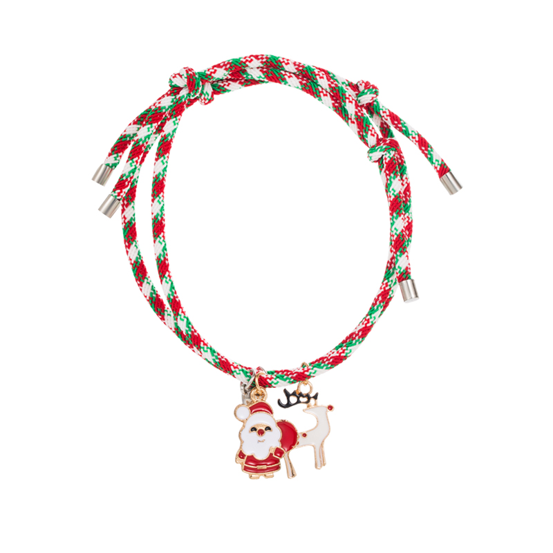 Fashion Christmas Tree Santa Claus Christmas Socks Alloy Enamel Braid Christmas Unisex Bracelets display picture 9
