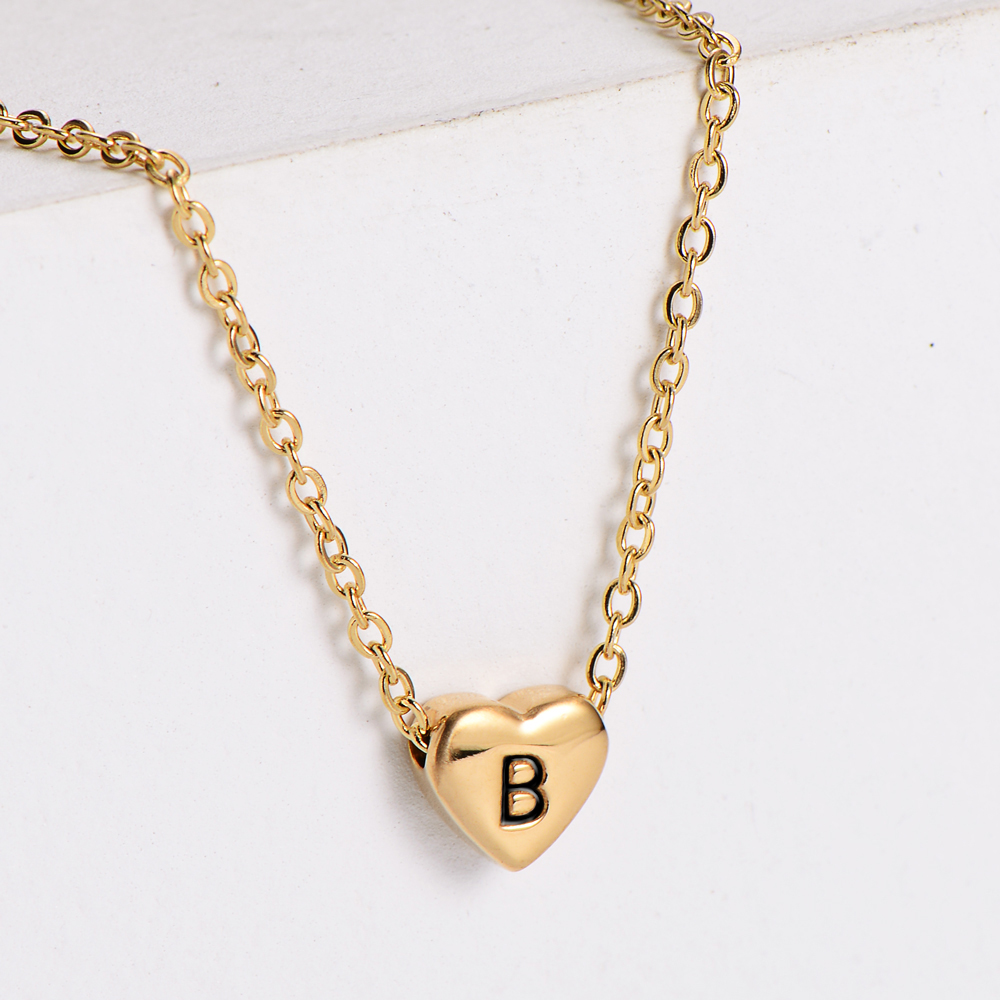 Sweet Letter Heart Shape Stainless Steel Gold Plated Pendant Necklace 1 Piece display picture 2