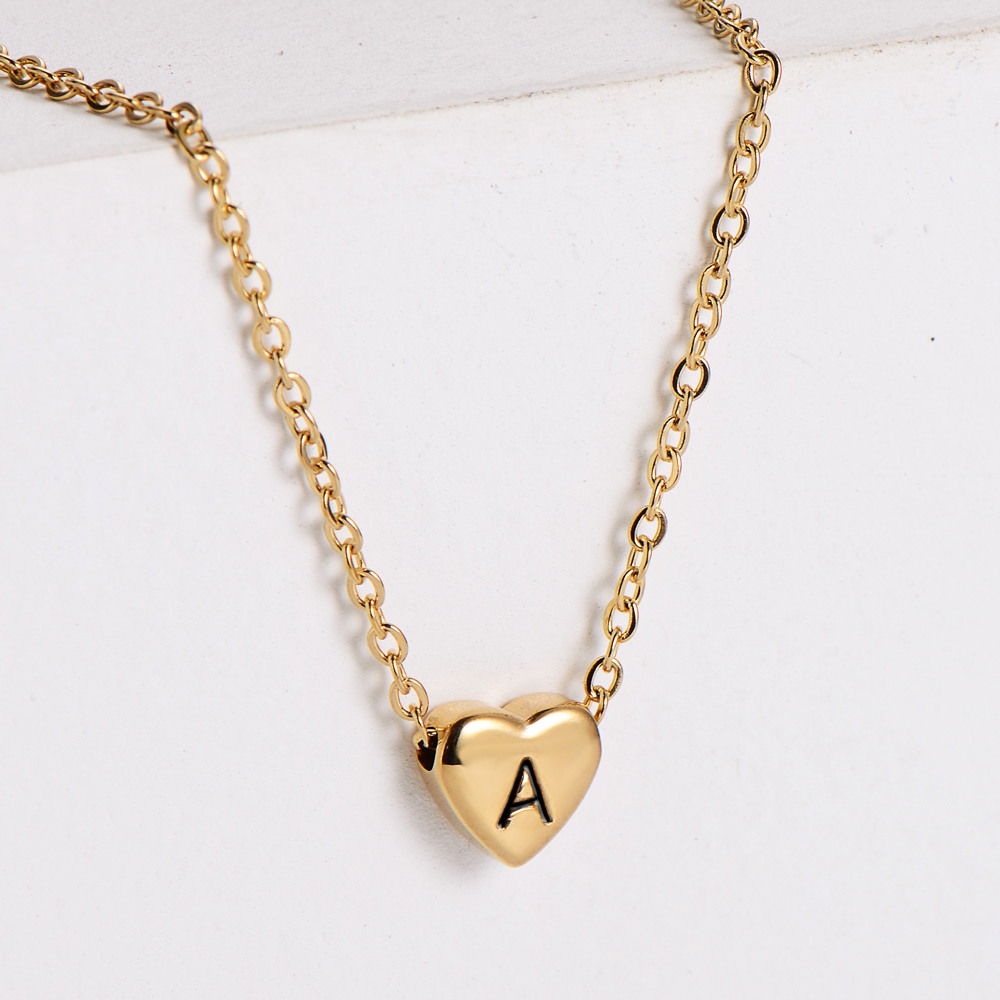 Sweet Letter Heart Shape Stainless Steel Gold Plated Pendant Necklace 1 Piece display picture 4